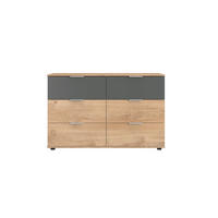 KOMODA, grafitová, farba duba, 130/83/41 cm - grafitová/farba duba, Konventionell, kov/kompozitné drevo (130/83/41cm) - Carryhome
