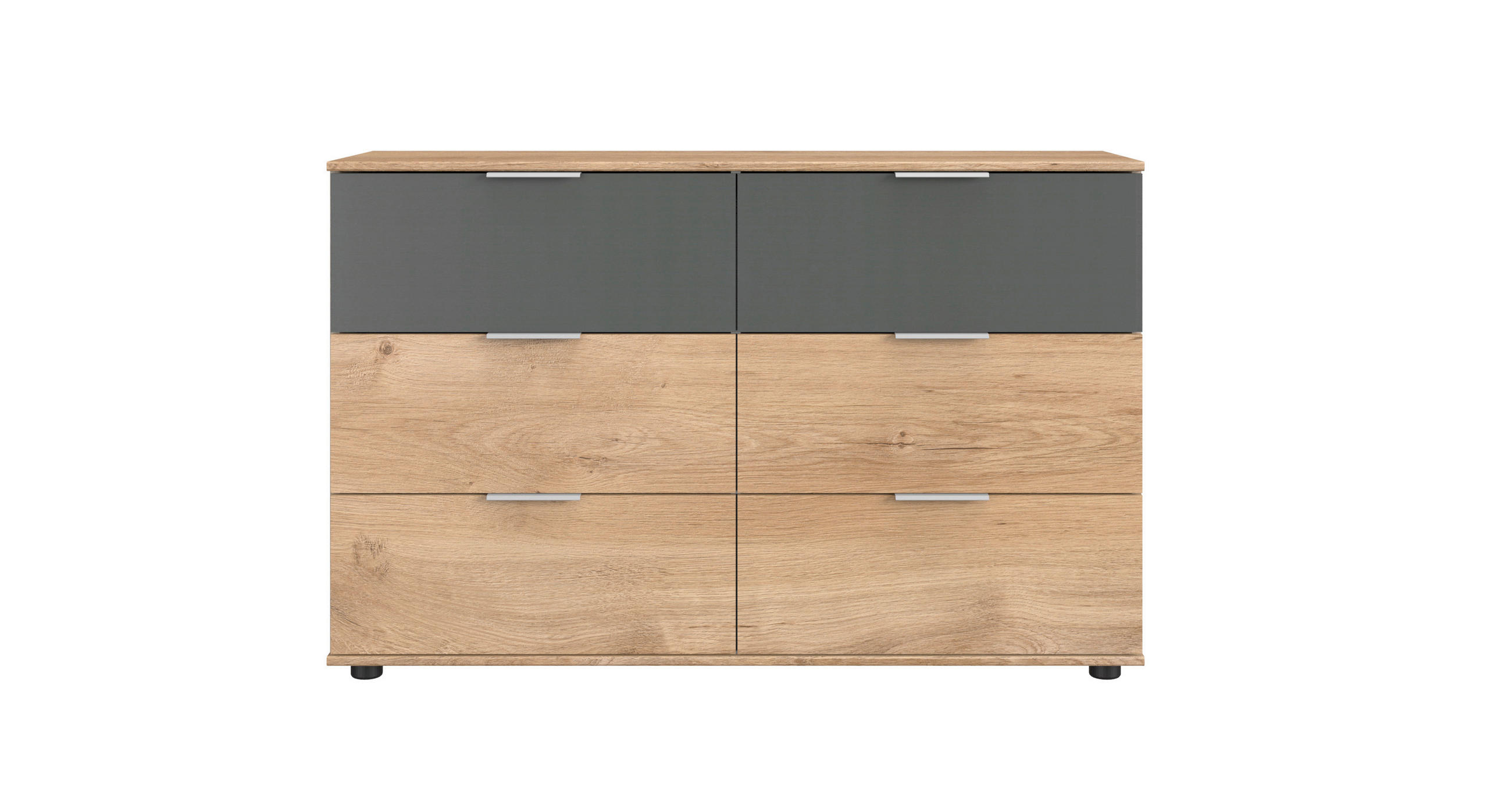 Carryhome KOMODA, barvy grafitu, barvy dubu, 130/83/41 cm