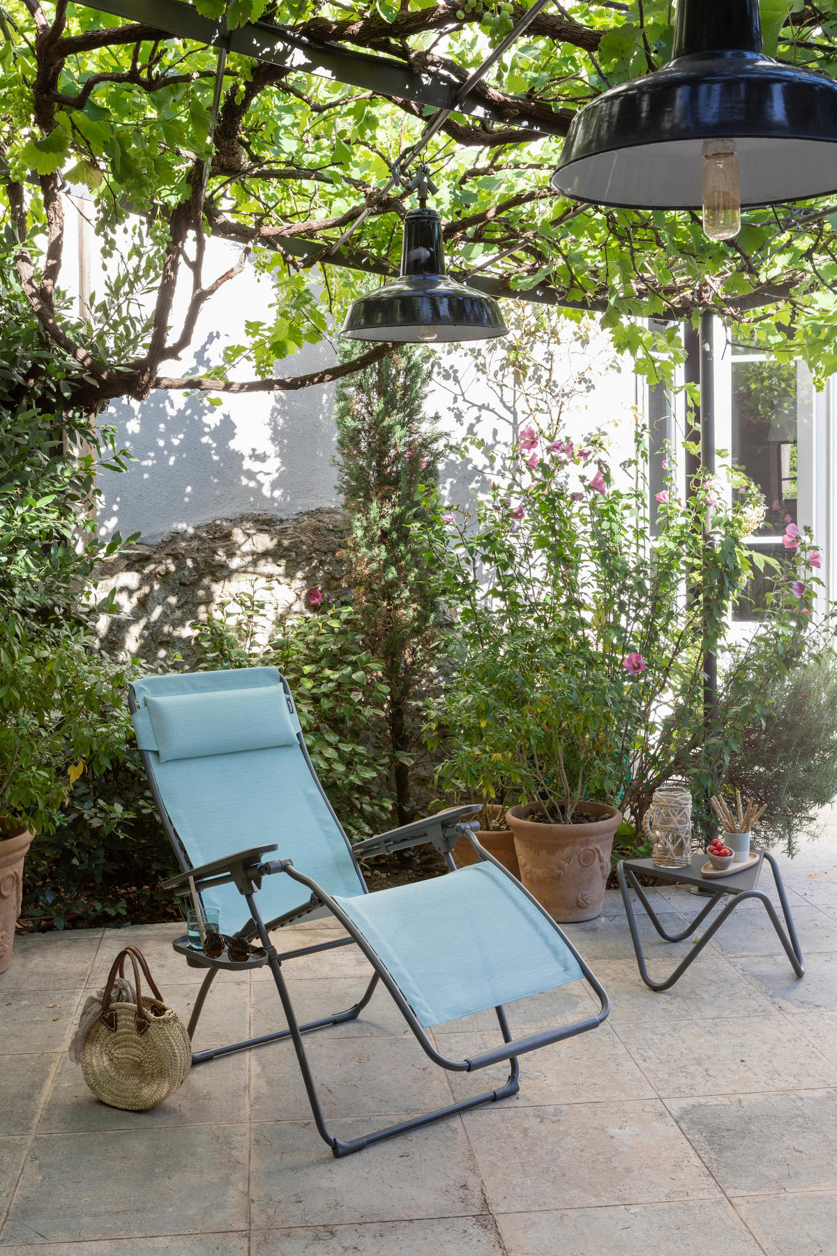 GARTEN-RELAXSESSEL Stahl  - Türkis/Titanfarben, Basics, Kunststoff/Textil (71/115/88cm) - Lafuma Mobilier