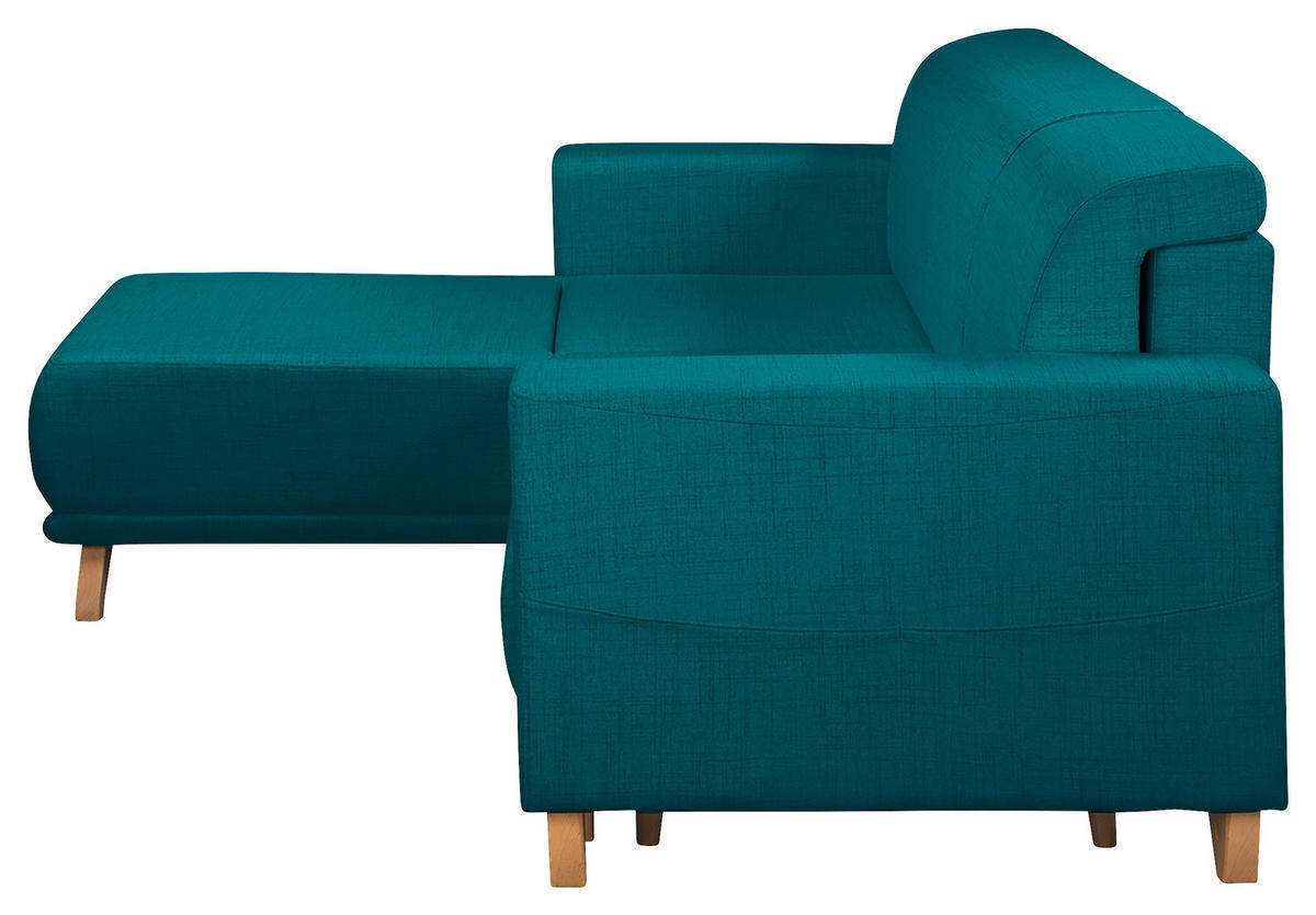 ECKSOFA in Textilgeflecht Petrol  - Wengefarben/Petrol, Design, Holz/Textil (257/174cm) - Livetastic