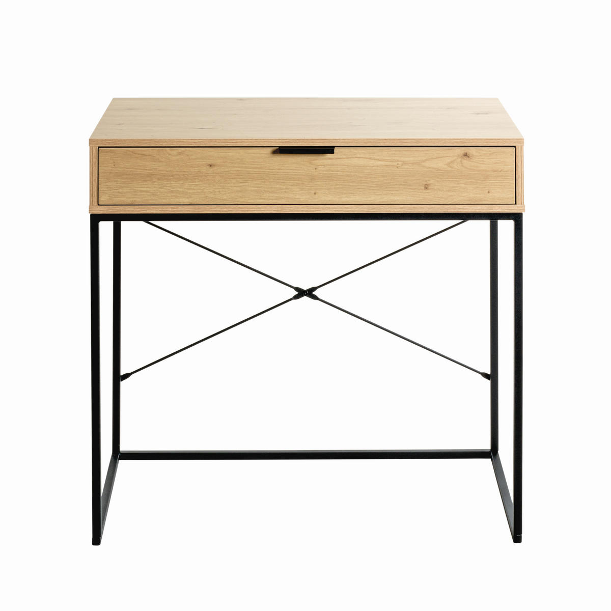 KONSOLENTISCH Schwarz, Eichefarben  - Eichefarben/Schwarz, Design, Holzwerkstoff/Metall (80/46/79cm)