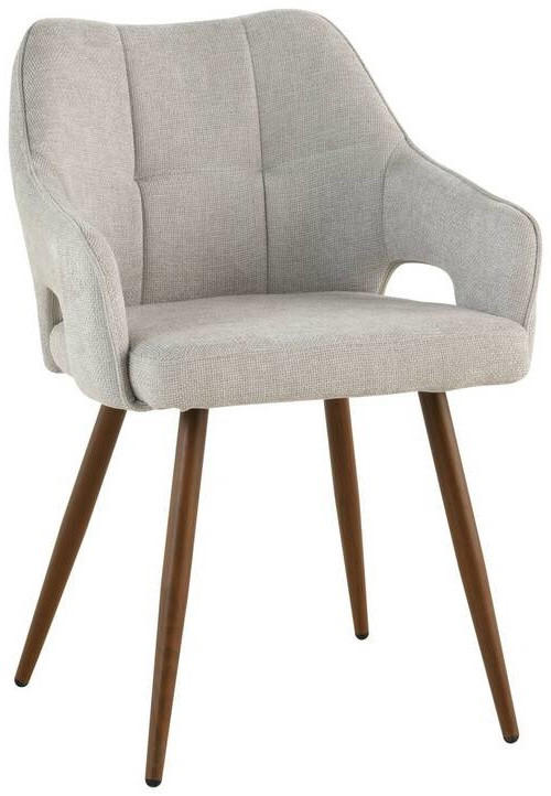 ARMLEHNSTUHL  in Eisen Leinenoptik  - Hellbraun/Walnussfarben, LIFESTYLE, Holz/Textil (55/80/60cm) - MID.YOU