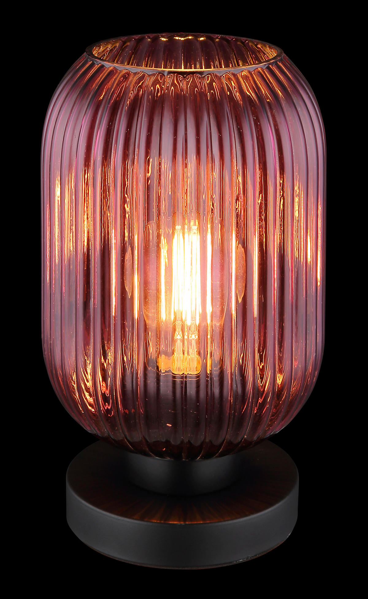 TISCHLEUCHTE - Lila/Schwarz, Konventionell, Glas/Metall (14/24cm) - Globo