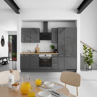 KÜCHENBLOCK Flash 270 cm  in Eichefarben, Schieferfarben  - Schieferfarben/Edelstahlfarben, MODERN, Holzwerkstoff/Metall (270cm) - Nobilia
