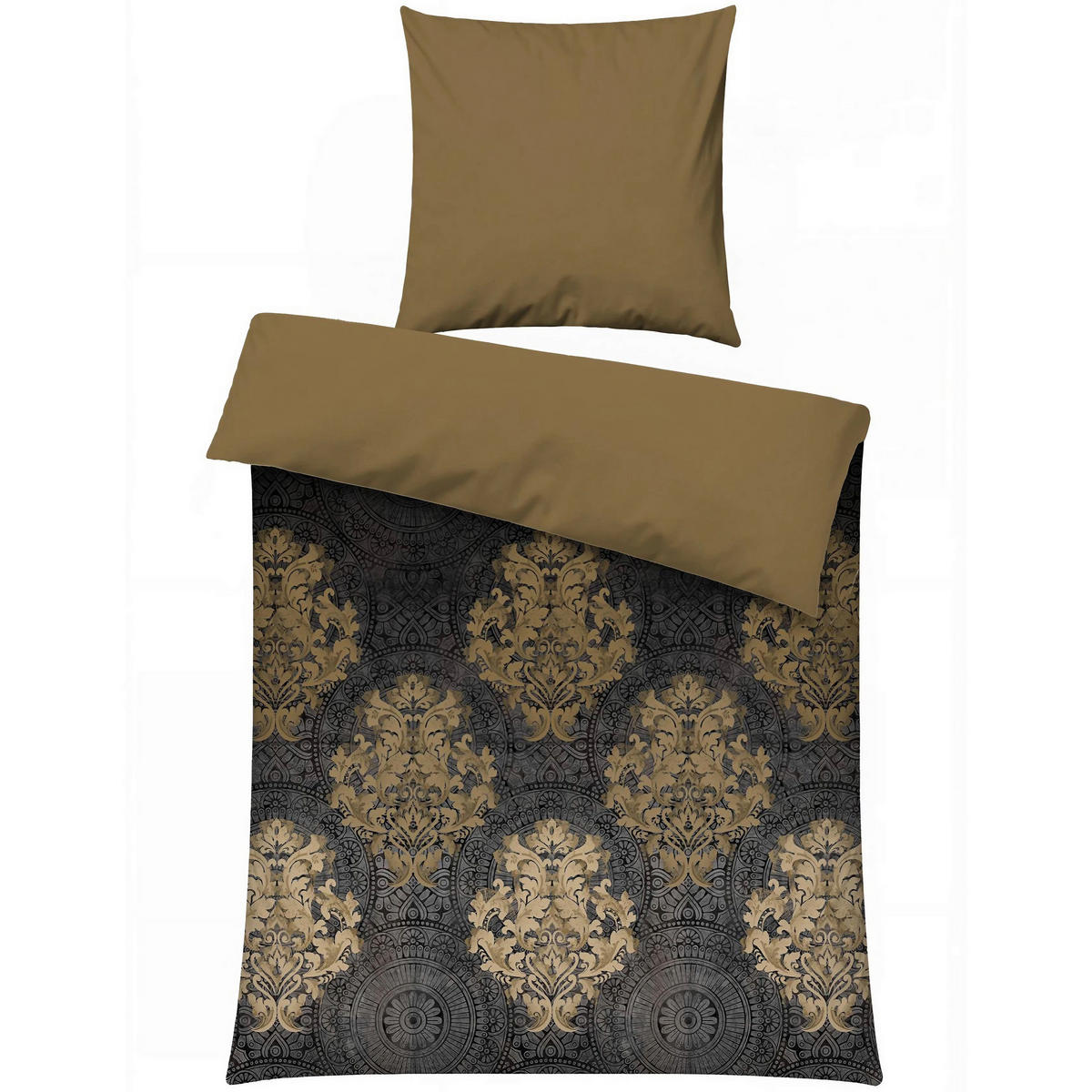 BETTWÄSCHE 135/200 cm  - Anthrazit/Beige, Basics, Textil (135/200cm)