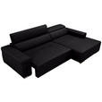 ECKSOFA DUA in Echtleder Schwarz  293/170 cm  - Chromfarben/Schwarz, Design, Leder/Metall (293/170cm) - Novel