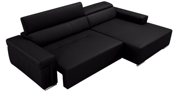 ECKSOFA DUA in Echtleder Schwarz  293/170 cm  - Chromfarben/Schwarz, Design, Leder/Metall (293/170cm) - Novel