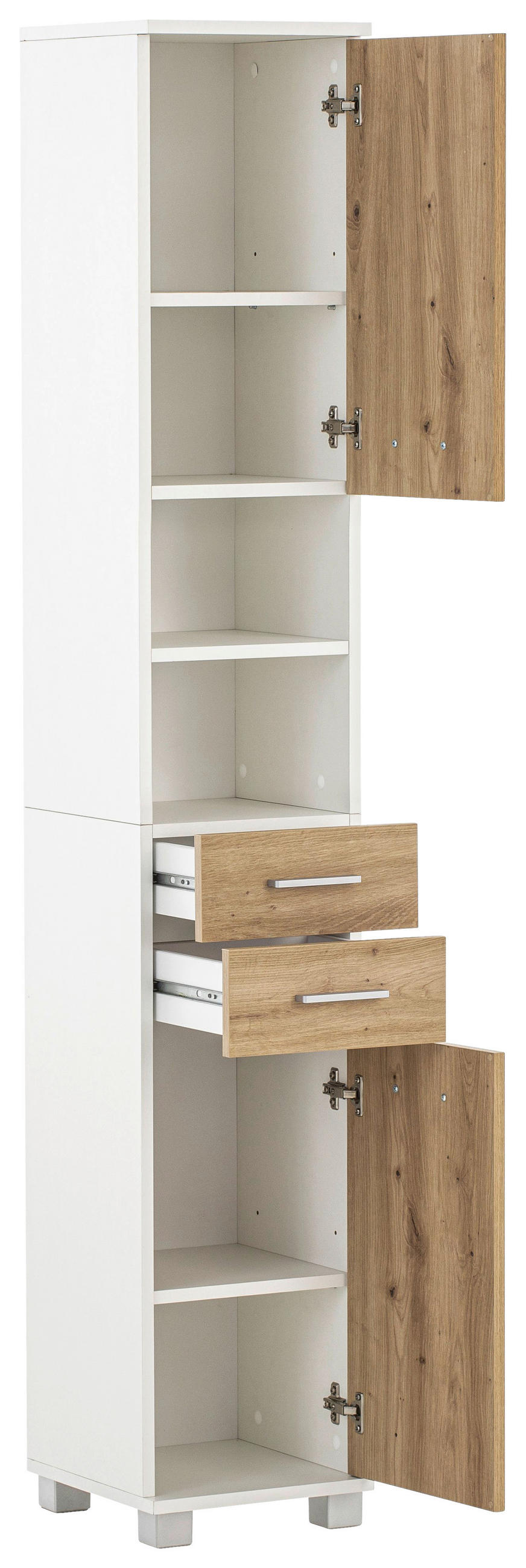 HOCHSCHRANK 30,3/181/32,6 cm  - Chromfarben/Weiß, KONVENTIONELL, Holzwerkstoff/Kunststoff (30,3/181/32,6cm) - Stylife