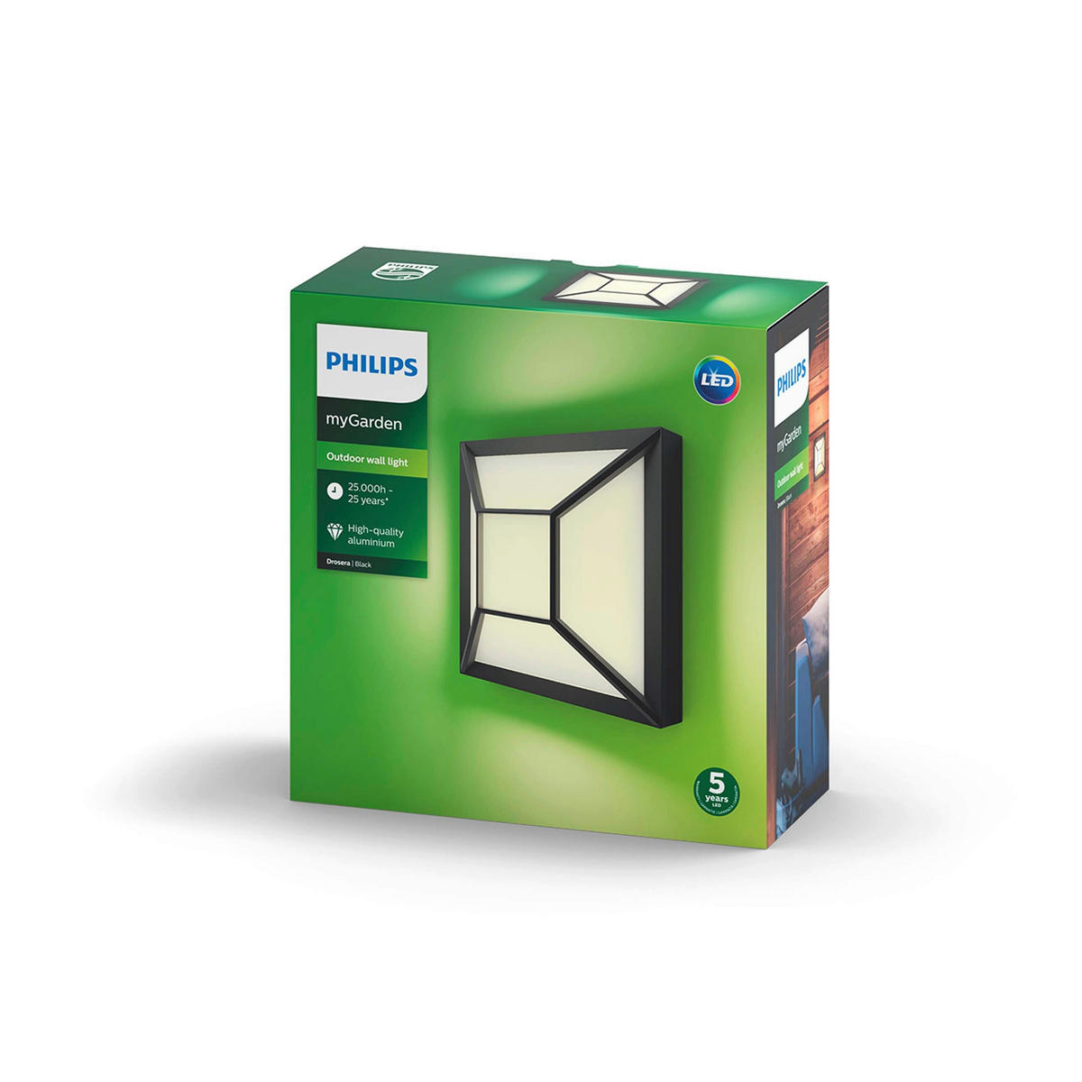 LED-AUßENLEUCHTE Drosera 20,3/12/19 cm   - Schwarz, Basics, Metall (20,3/12/19cm) - Philips