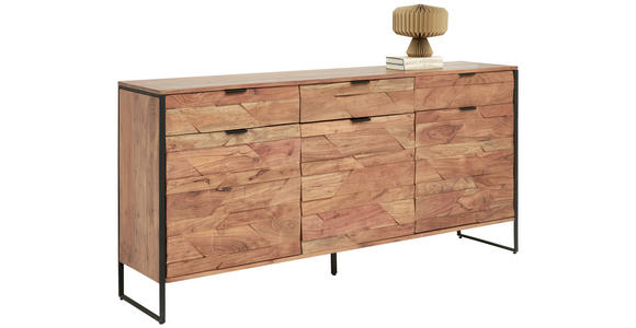 SIDEBOARD 175/86/40 cm  - Schwarz/Akaziefarben, Trend, Holz/Metall (175/86/40cm) - Ambia Home