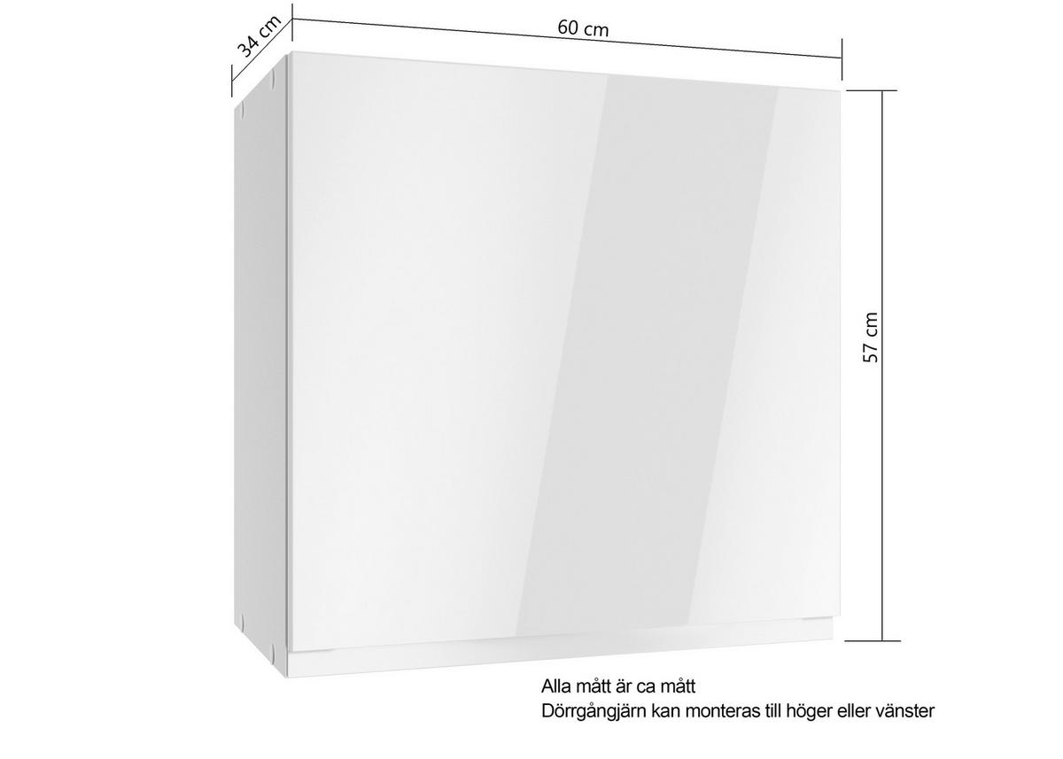 VÄGGSKÅP 60/57/34 cm  i vit, vit högglans  - vit/vit högglans, Lifestyle, trämaterial (60/57/34cm) - Held