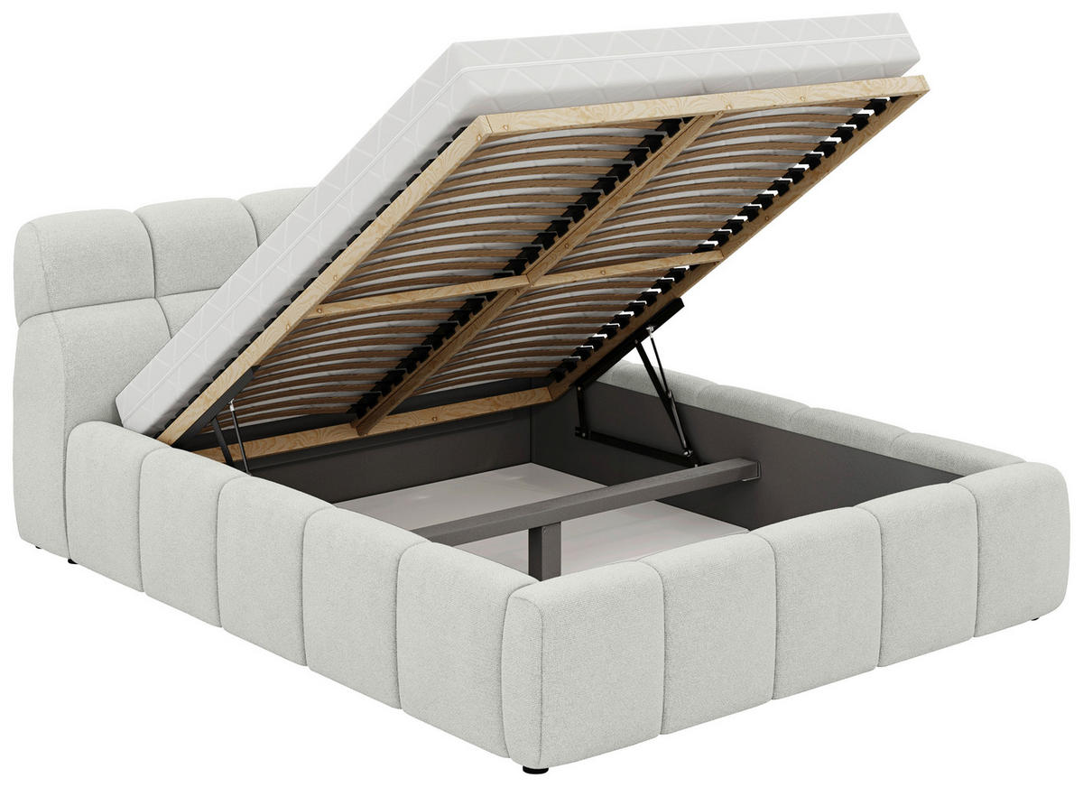 POLSTERBETT Lattenrost, Bettkasten 140/200 cm  in Creme  - Creme/Schwarz, Design, Holz/Kunststoff (140/200cm) - Esposa