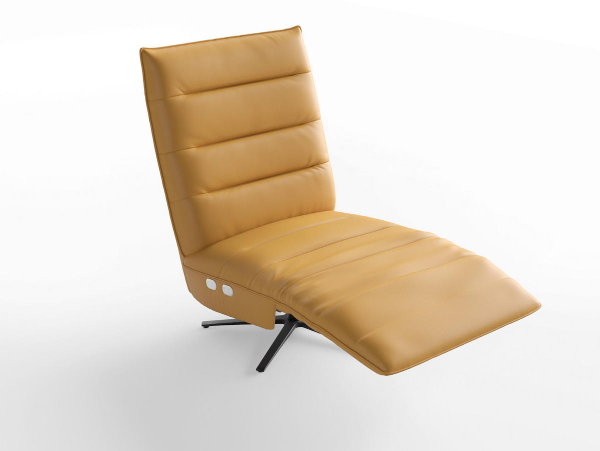 RELAXSESSEL Leder Currygelb  - Currygelb/Schwarz, Basics, Leder/Metall (80/109/98cm) - Sit & More
