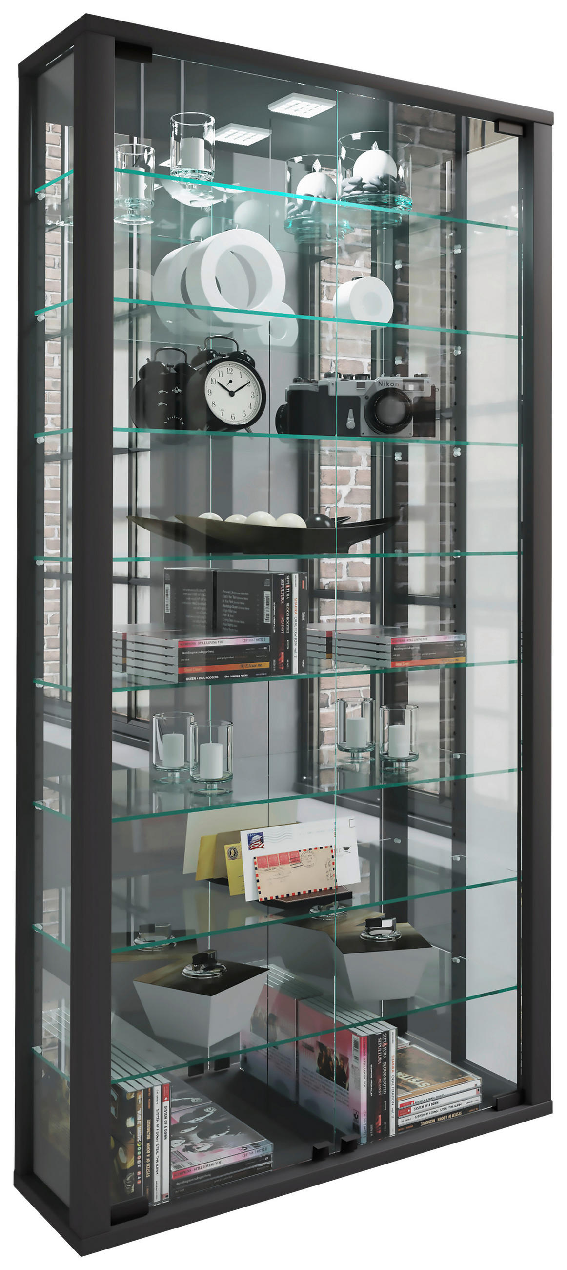 HÄNGEVITRINE in Schwarz  - Schwarz, Modern, Glas/Holzwerkstoff (59/114,3/18cm) - MID.YOU