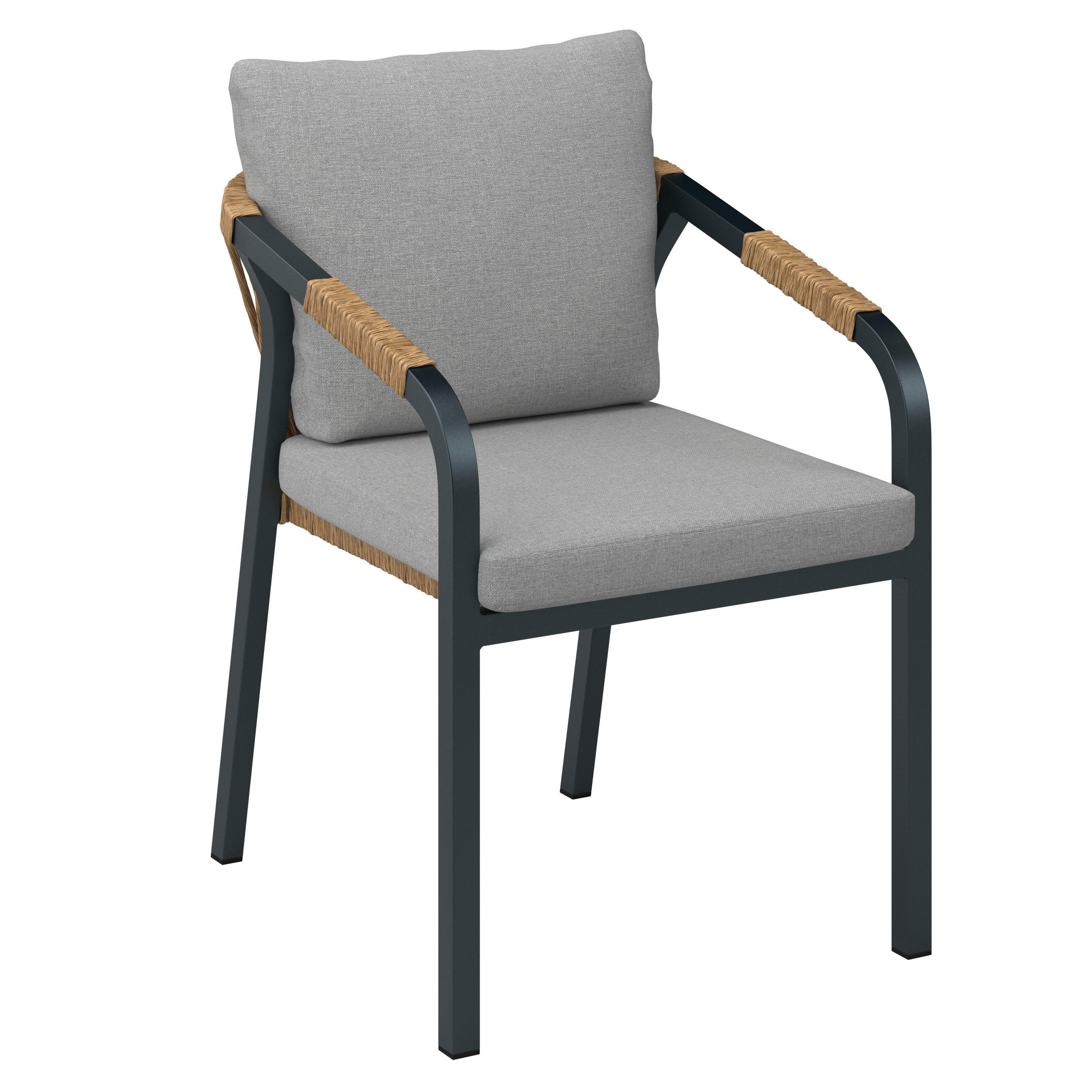 STAPELSESSEL Aluminium Anthrazit, Naturfarben, Hellgrau  - Anthrazit/Hellgrau, MODERN, Kunststoff/Textil (56/77/64cm) - Ambia Garden