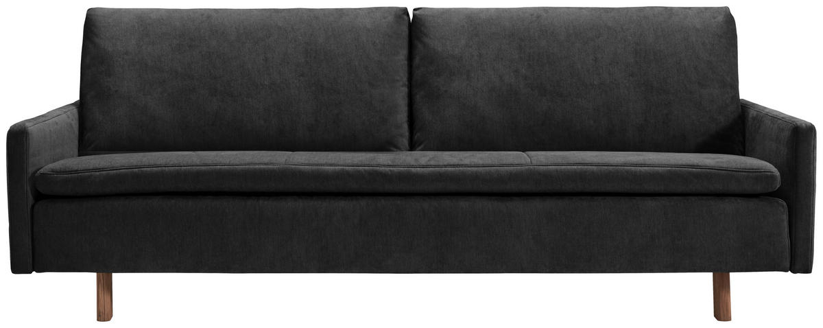 SCHLAFSOFA Flachgewebe Schwarz  - Eichefarben/Schwarz, KONVENTIONELL, Holz/Textil (220/85/98cm) - Carryhome