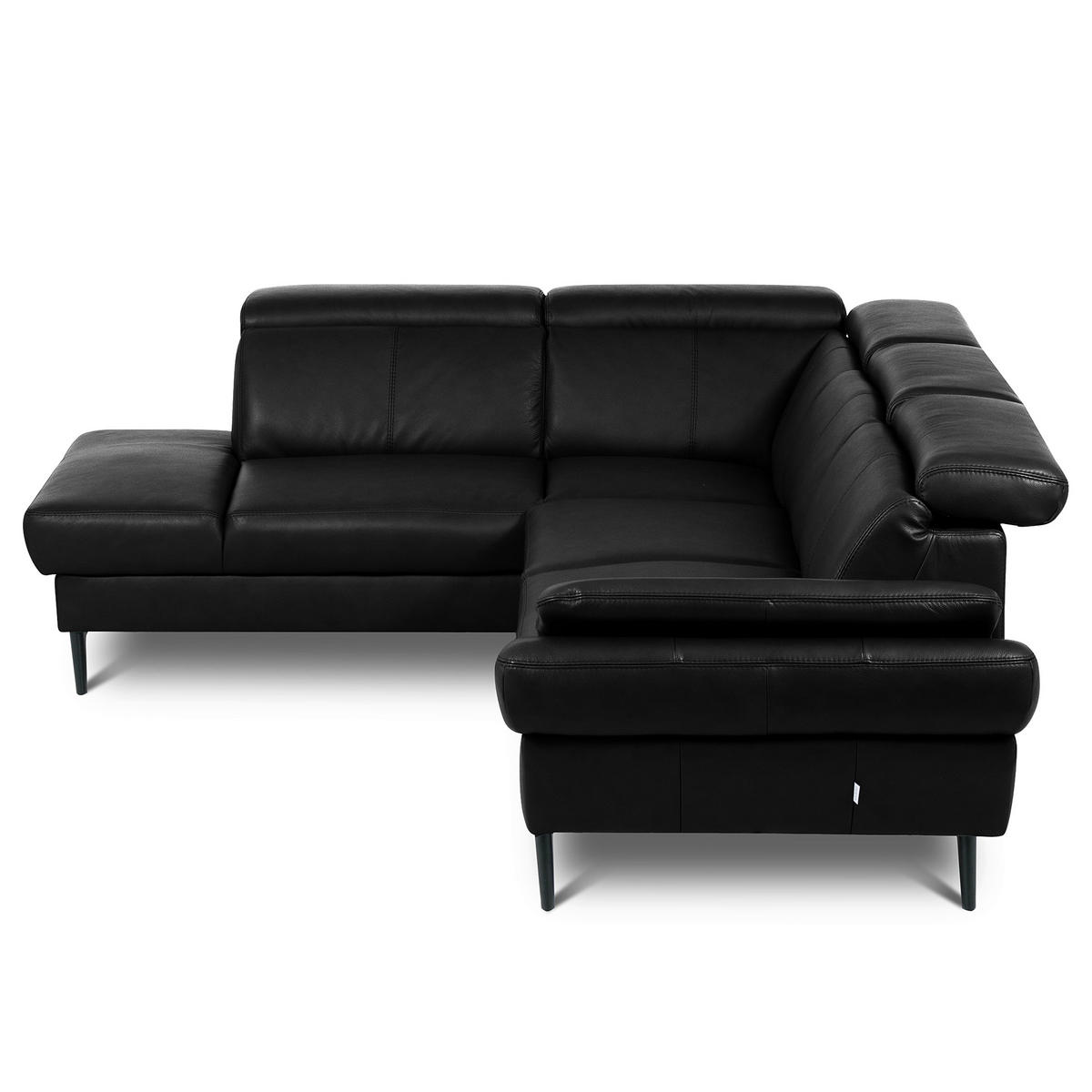 ECKSOFA  in Lederlook Echtleder Schwarz  - Schwarz, Design, Leder/Textil (211/264cm) - Livetastic