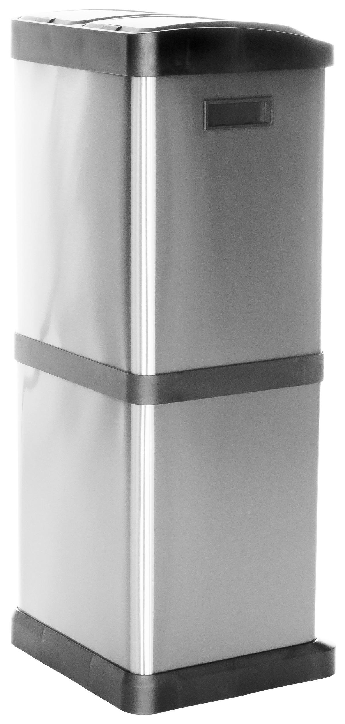 ABFALLSAMMLER 32 L  - Silberfarben/Schwarz, Basics, Kunststoff/Metall (32/78/32cm) - MID.YOU