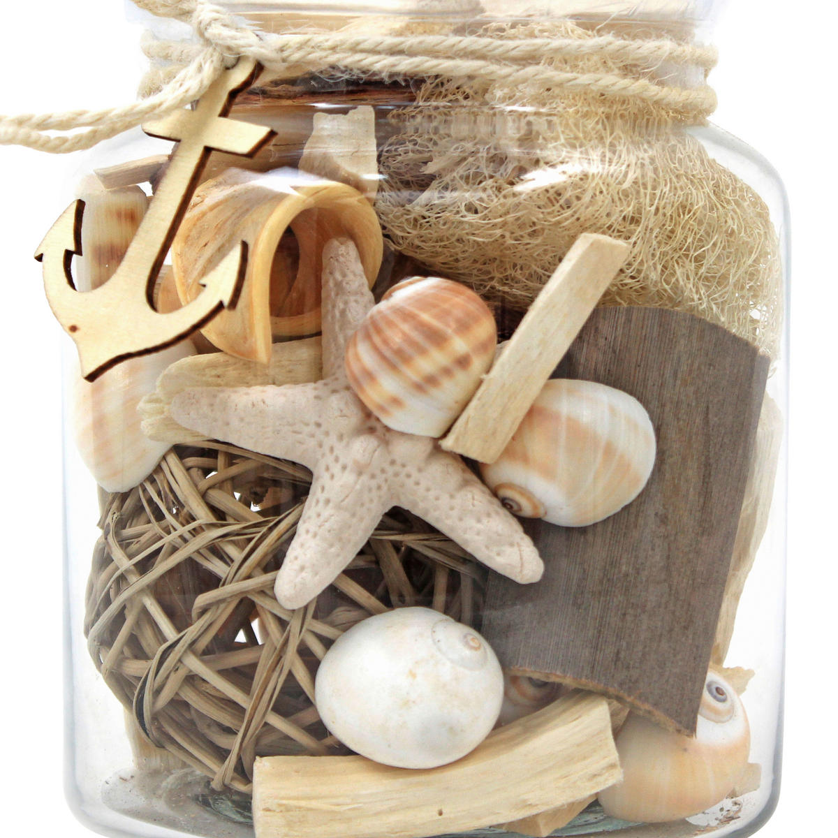 DEKOGLAS 16,5 cm  - Naturfarben, Lifestyle, Glas/Naturmaterialien (13,5/16,5/13,5cm) - Kayoom