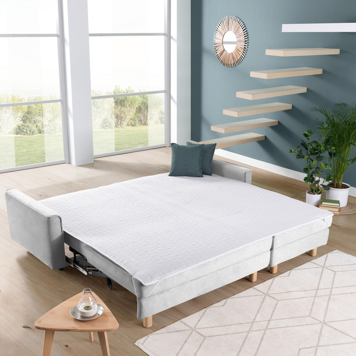ECKSOFA in Chenille Hellgrau  237/170 cm  - Eichefarben/Hellgrau, KONVENTIONELL, Holz/Textil (237/170cm) - Sedda
