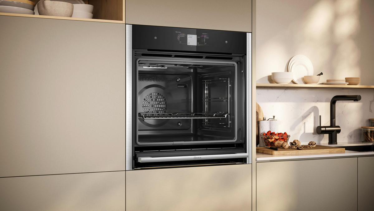 EINBAUBACKOFEN B64VT73N0  - Edelstahlfarben/Schwarz, Basics, Glas/Metall (59,6/59,5/54,8cm) - Neff