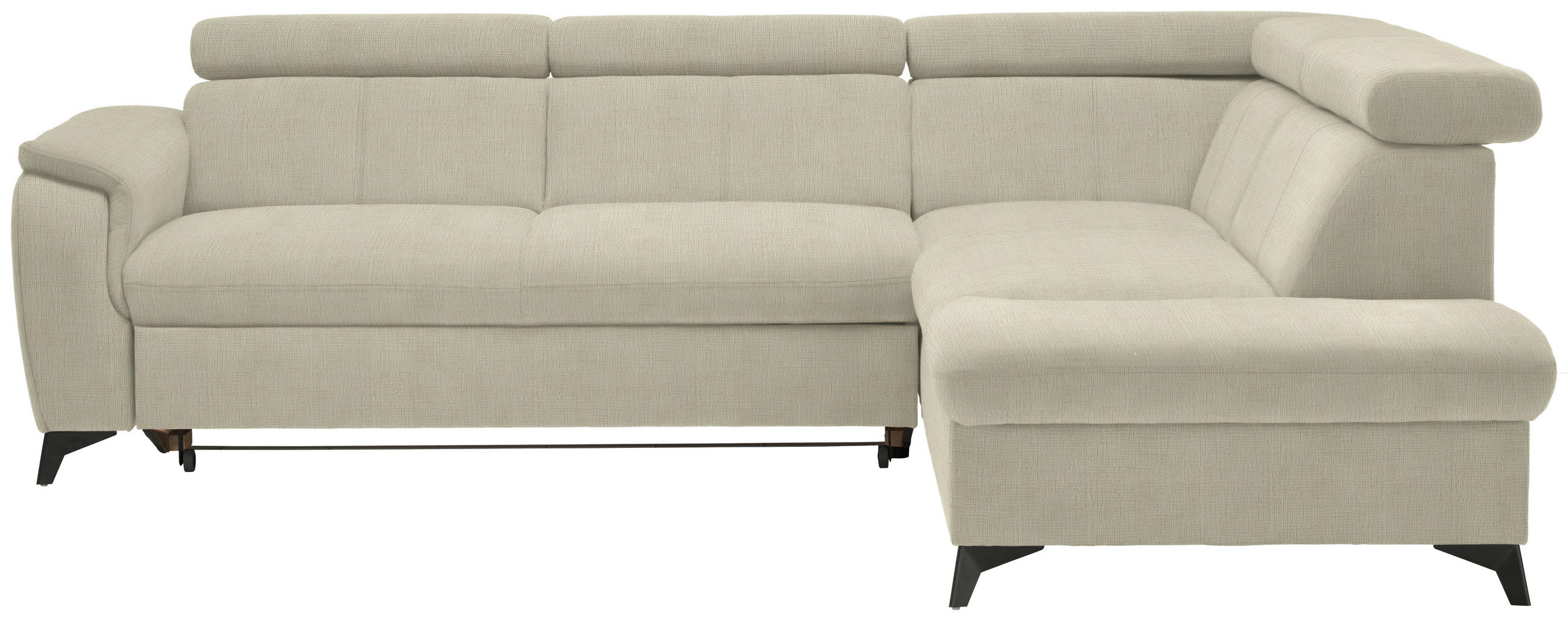 ECKSOFA in Flachgewebe Creme  - Creme/Schwarz, Design, Textil/Metall (260/203cm) - Stylife
