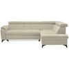 ECKSOFA in Flachgewebe Creme  - Creme/Schwarz, Design, Textil/Metall (260/203cm) - Stylife