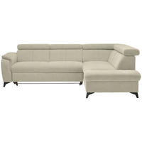 ECKSOFA in Flachgewebe Creme  - Creme/Schwarz, Design, Textil/Metall (260/203cm) - Stylife