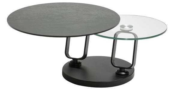 COUCHTISCH Klarglas rund Silberfarben, Titanfarben  - Silberfarben/Titanfarben, Design, Glas/Keramik (75-130/75/42cm) - Dieter Knoll