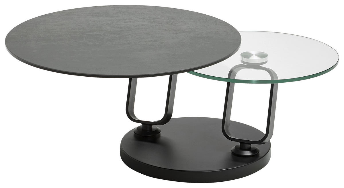COUCHTISCH in Metall, Glas, Keramik 75-130/75/42 cm  - Silberfarben/Titanfarben, Design, Glas/Keramik (75-130/75/42cm) - Dieter Knoll