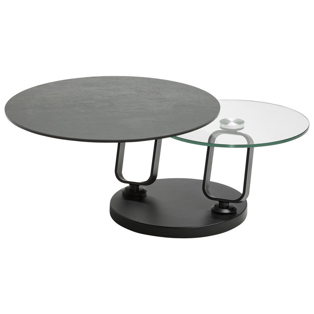 Thumbnail - Dieter Knoll Couchtisch, Silber, Titan, Metall, Glas, Keramik, rund, rund, 75-130x75x42 cm, einfacher Aufbau, Wohnzimmer...