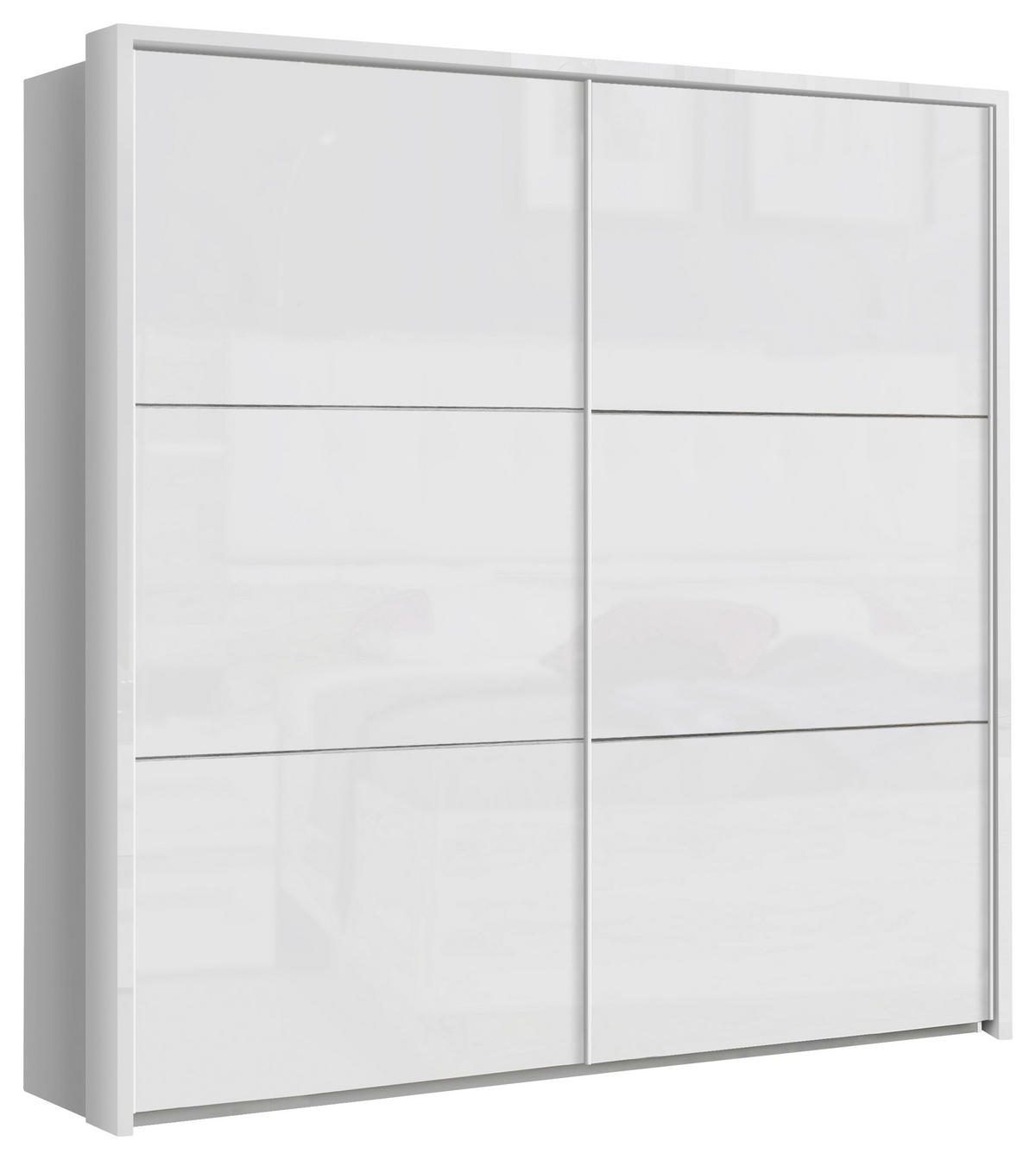 ORMAR S KLIZNIM VRATIMA bijela, bijela visoki sjaj   - bijela/bijela visoki sjaj, Design, drvni materijal/metal (200,1/209,7/61,2cm) - Carryhome