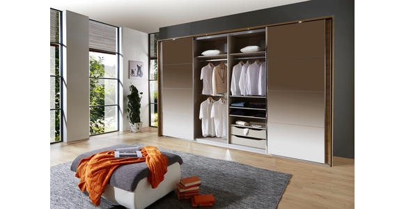 Schwebetürenschrank mit Spiegel 316cm Bensheim, Weiß Dekor - Weiß, MODERN, Holzwerkstoff (316/230/62cm) - James Wood