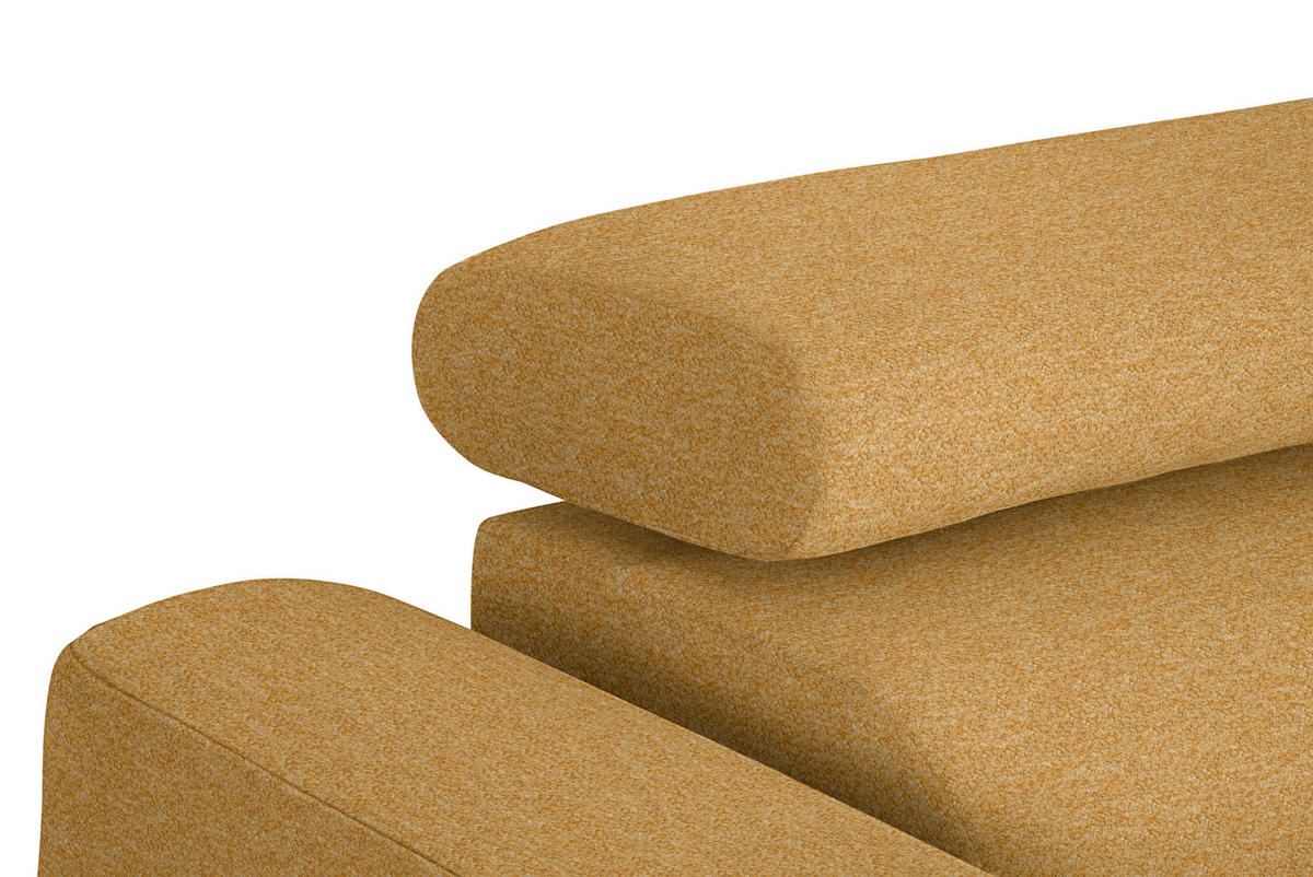 ECKSOFA in Chenille Currygelb  - Currygelb/Schwarz, Design, Textil/Metall (280/205cm) - MID.YOU