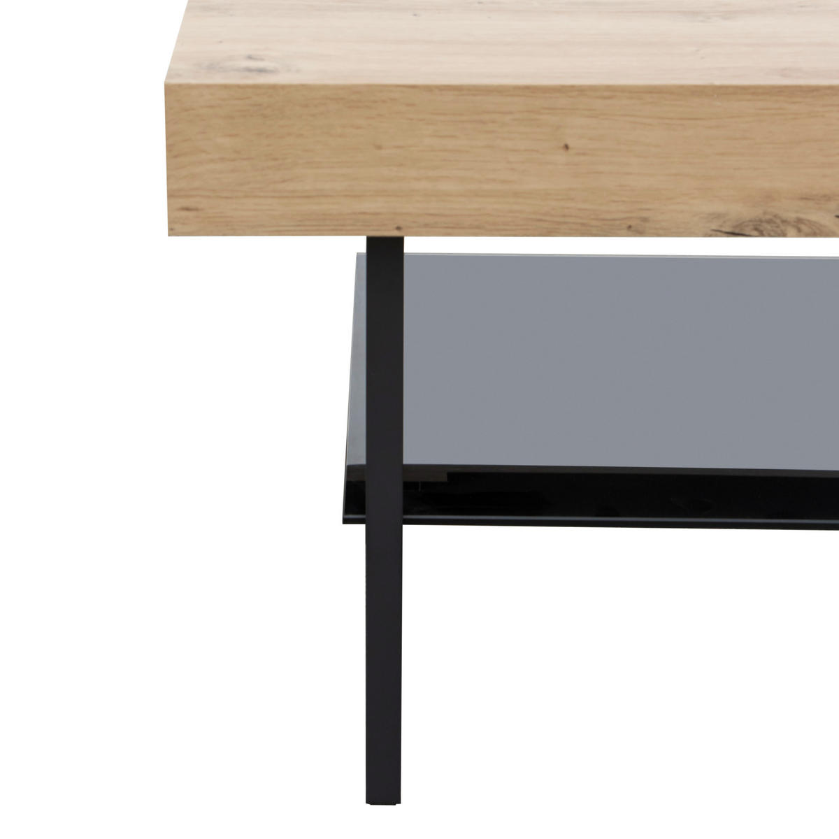 COUCHTISCH ESG 110/60/42,5 cm rechteckig Schwarz, Eichefarben  - Eichefarben/Schwarz, Design, Glas/Holzwerkstoff (110/60/42,5cm) - Carryhome
