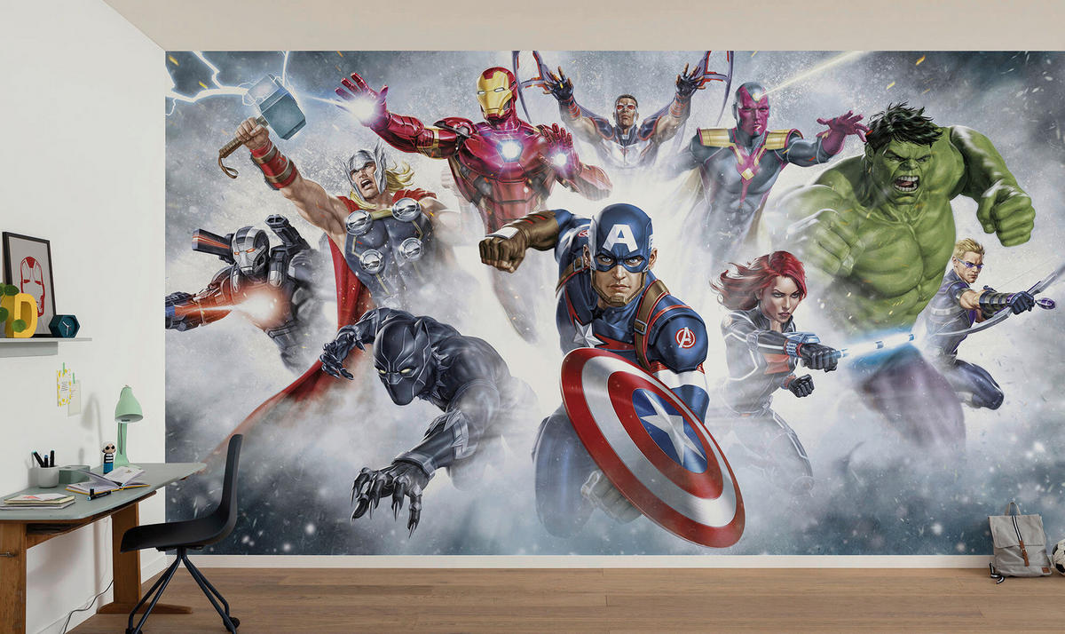 FOTOTAPETE AVENGERS STRIKE  - Naturfarben, Design, Textil (450/250cm) - Marvel