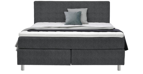 BOXSPRINGBETT 180/200 cm  in Anthrazit  - Chromfarben/Anthrazit, KONVENTIONELL, Kunststoff/Textil (180/200cm) - Voleo