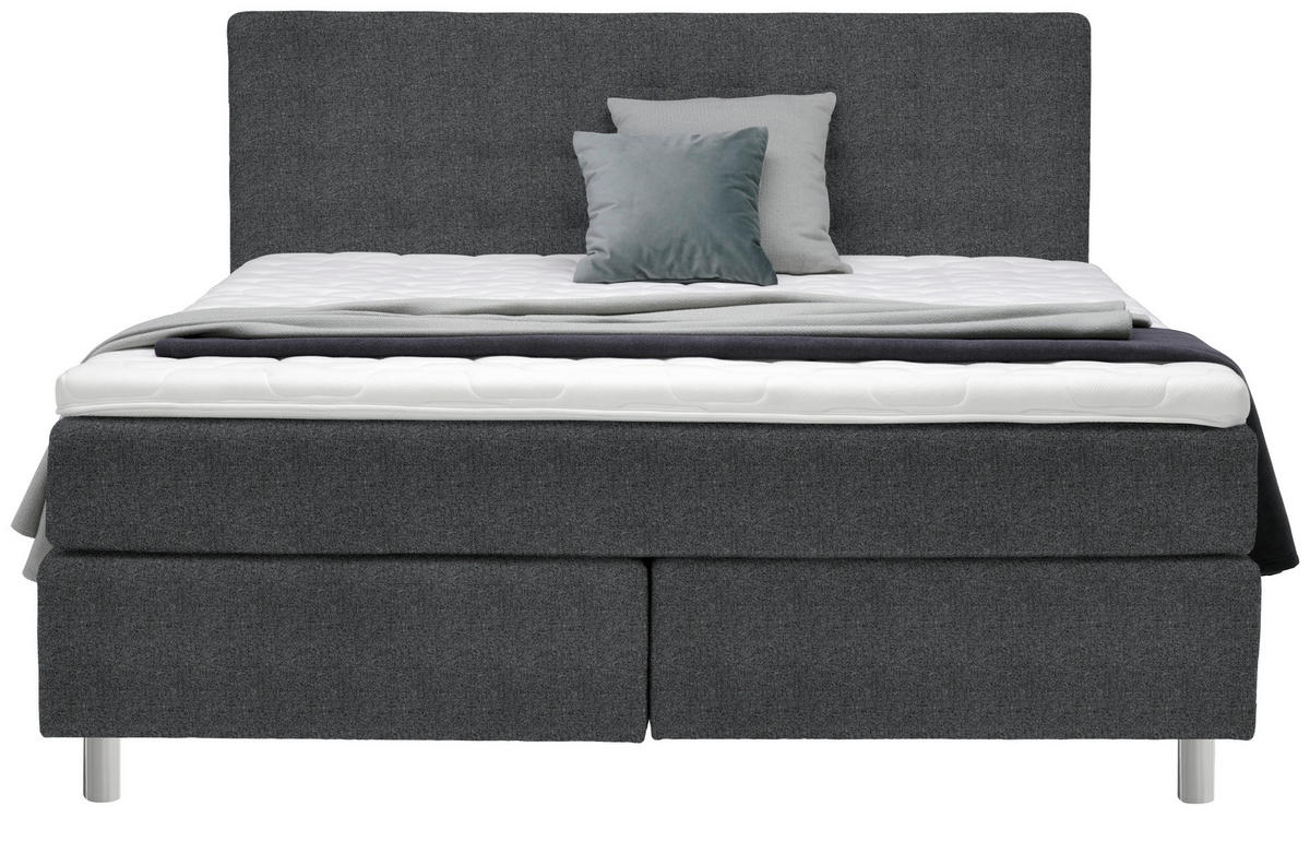 BOXSPRINGBETT 160/200 cm  in Anthrazit  - Chromfarben/Anthrazit, Konventionell, Kunststoff/Textil (160/200cm) - Voleo