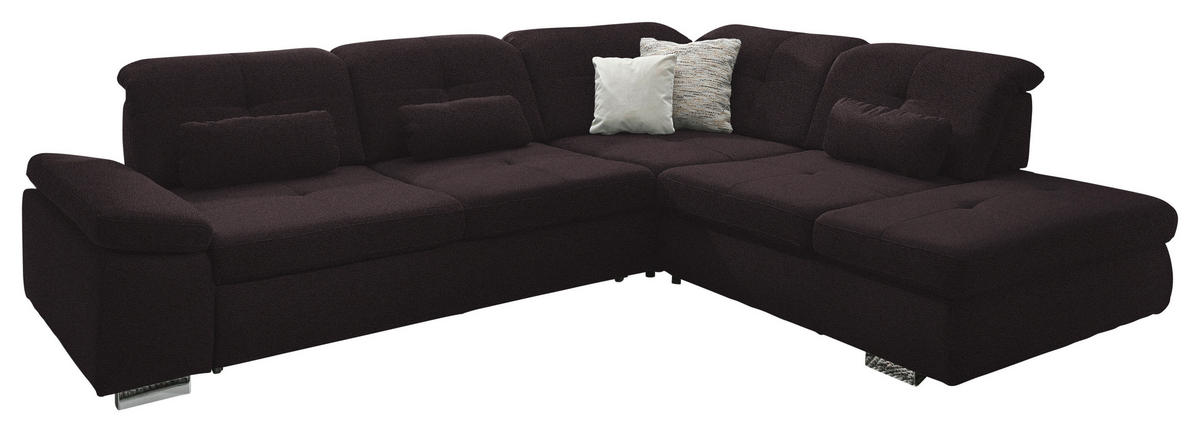 ECKSOFA  in Mikrofaser Mokka  312/260 cm  - Chromfarben/Mokka, Design, Textil/Metall (312/260cm) - Beldomo Style