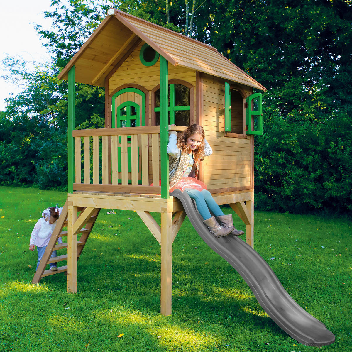 SPIELHAUS 318/272/191 cm  - Braun/Grau, KONVENTIONELL, Holz (318/272/191cm) - Ambia Garden