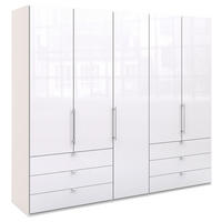 FALTTÜRENSCHRANK 250/216/58 cm 3-türig Weiß  - Chromfarben/Weiß, KONVENTIONELL, Glas/Holzwerkstoff (250/216/58cm) - Venda