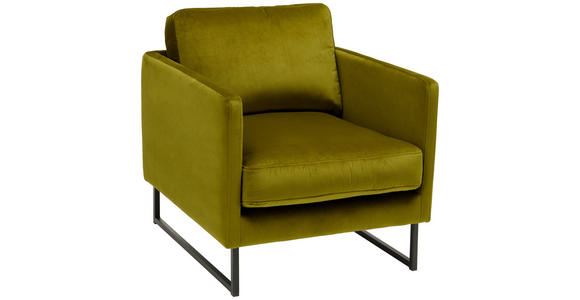 SESSEL Samt Grün - Schwarz/Grün, Design, Textil/Metall (72/78/84cm) - Carryhome