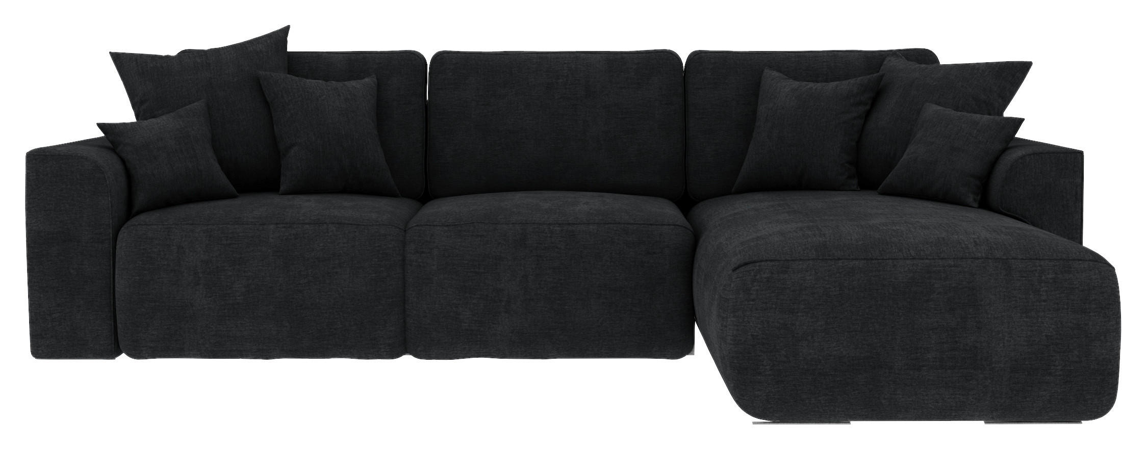 ECKSOFA  in Samt Dunkelgrau  293/195 cm  - Chromfarben/Dunkelgrau, KONVENTIONELL, Kunststoff/Textil (293/195cm) - Carryhome