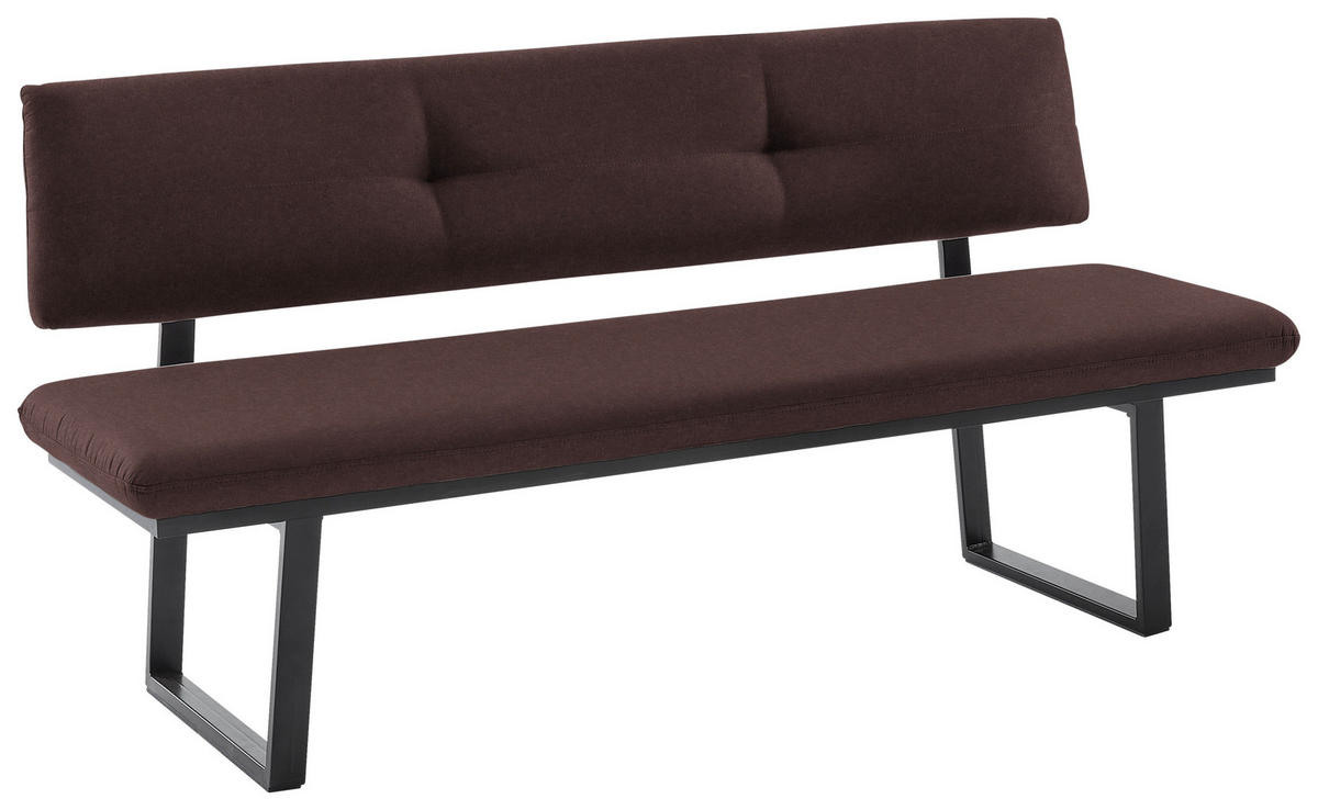 SITZBANK 180/86/60 cm  in Schwarz, Dunkelbraun  - Dunkelbraun/Schwarz, MODERN, Textil/Metall (180/86/60cm) - Cantus