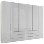 FALTTÜRENSCHRANK 300/216/58 cm 6-türig Weiß  - Chromfarben/Weiß, KONVENTIONELL, Glas/Holzwerkstoff (300/216/58cm) - Dieter Knoll