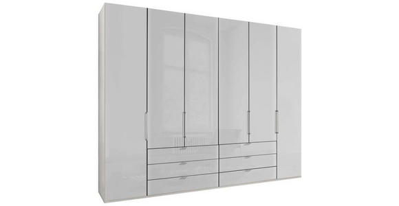 FALTTÜRENSCHRANK 300/216/58 cm 6-türig  - Chromfarben/Weiß, KONVENTIONELL, Glas/Holzwerkstoff (300/216/58cm) - Dieter Knoll