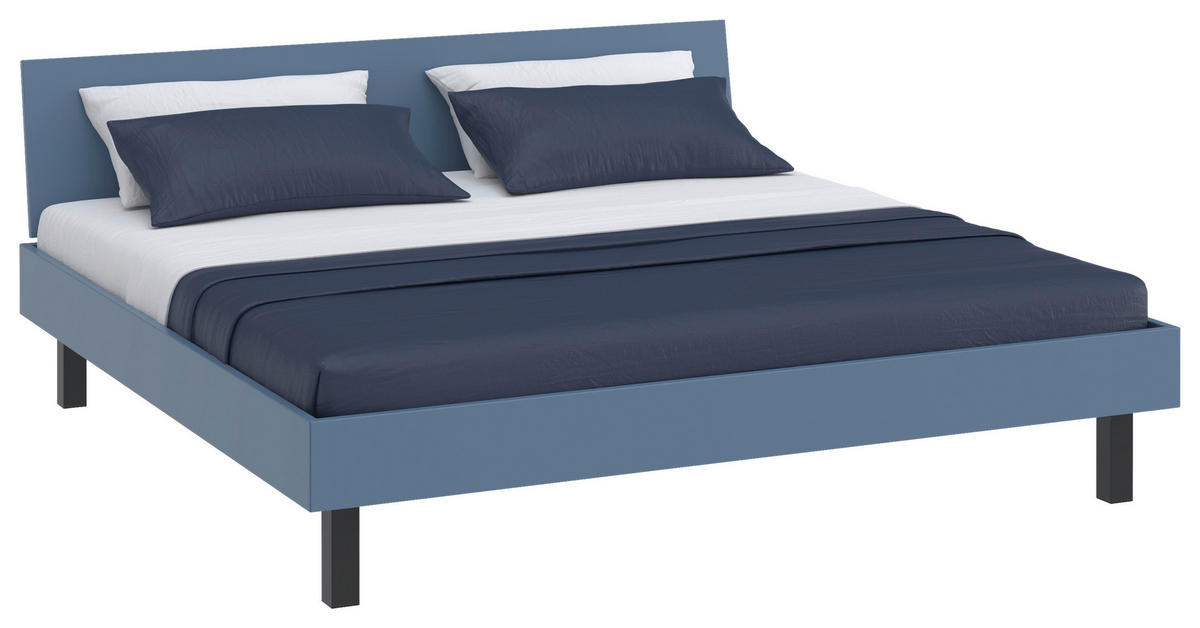 BETT 200/200 cm  in Blau  - Blau/Schwarz, Design, Holzwerkstoff/Metall (200/200cm) - Xora