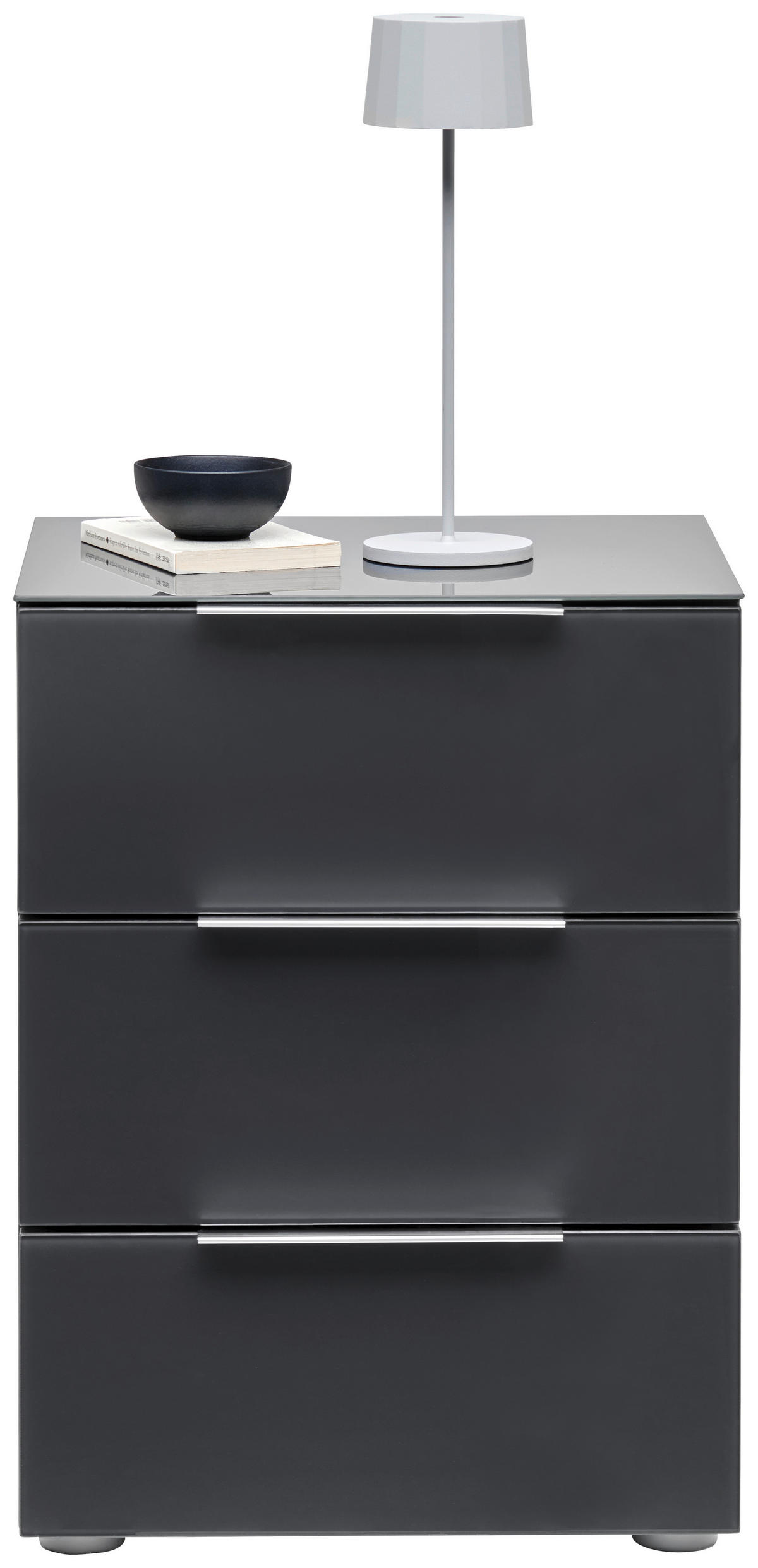 NACHTSCHRANK 45/60/40,5 cm  - Anthrazit/Alufarben, Design, Glas/Holzwerkstoff (45/60/40,5cm) - Voleo