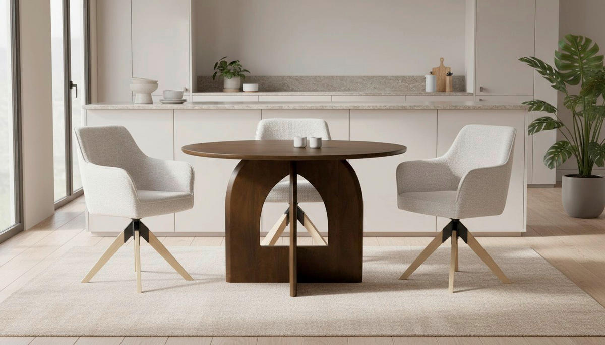 ESSTISCH 120/120/76 cm Echtholz  Holz rund Walnussfarben  - Walnussfarben, MODERN, Holz (120/120/76cm) - Livetastic