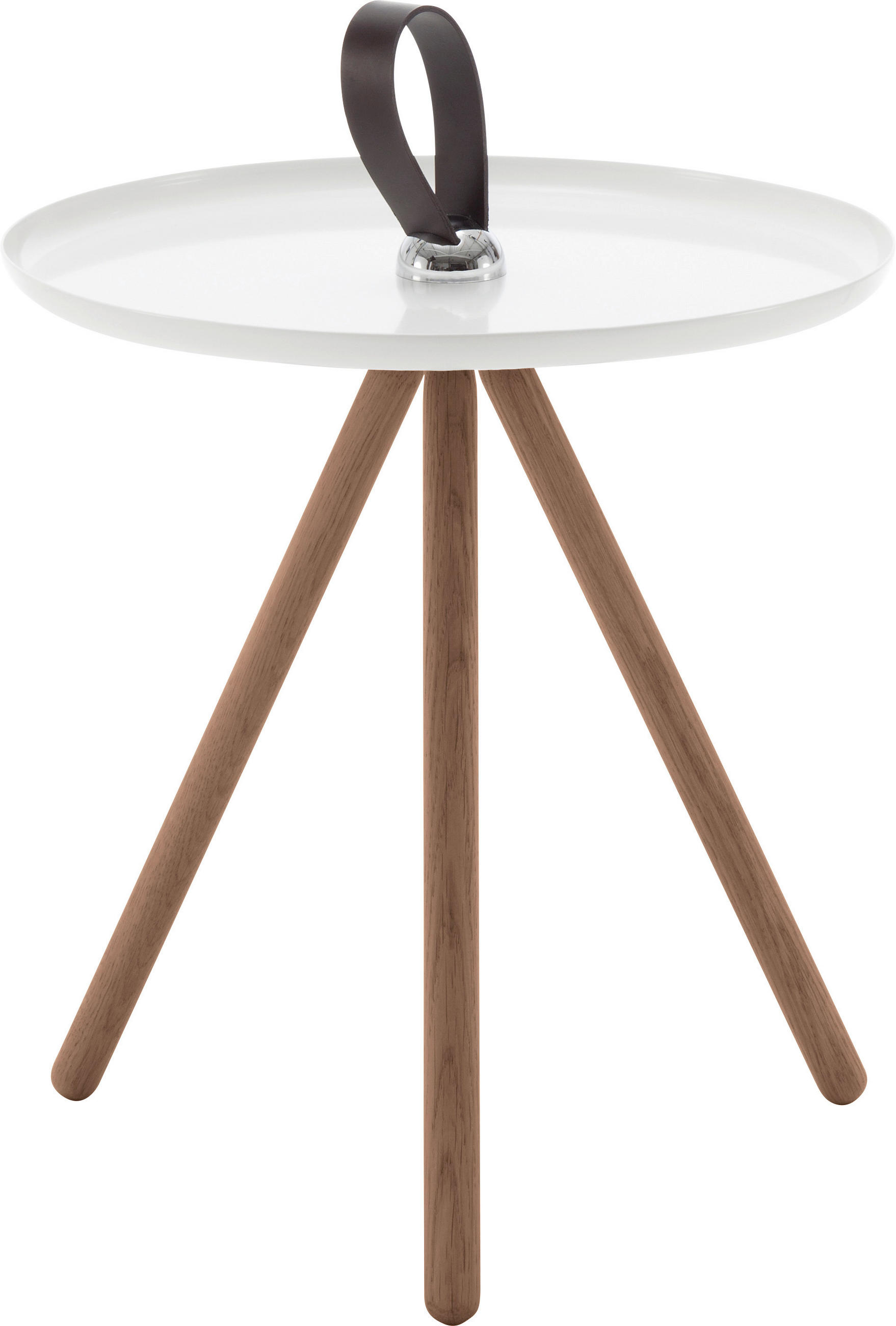 BEISTELLTISCH 40/40/45 cm Nussbaum massiv Weiß, Nussbaumfarben rund  - Dunkelbraun/Nussbaumfarben, Design, Holz/Metall (40/40/45cm) - Rolf Benz